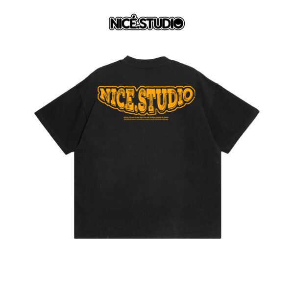 Áo thun BOXY NICE.STUDIO ver2 - NICE - XÁM - BLACK - FORM BOXY - 280gsm - Ảnh 4