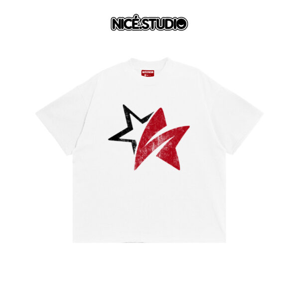 Áo Thun BOXY NICE.STUDIO STAR LOGO - NICE - BLACK- FORM BOXY - 280gsm - Ảnh 8