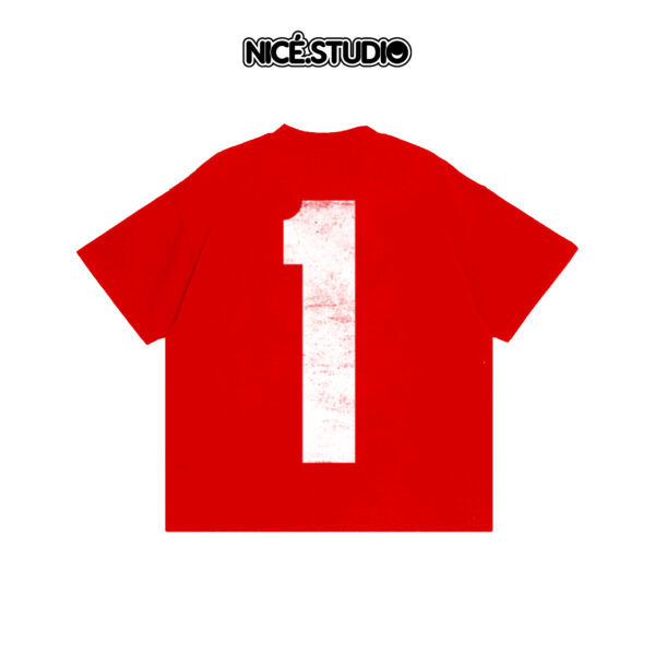Áo thun BOXY NICE.STUDIO LOGO số 1 - NICE - RED - BLACK - FORM BOXY 280gsm - Ảnh 4