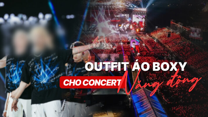 Outfit áo thun boxy cho concert năng động