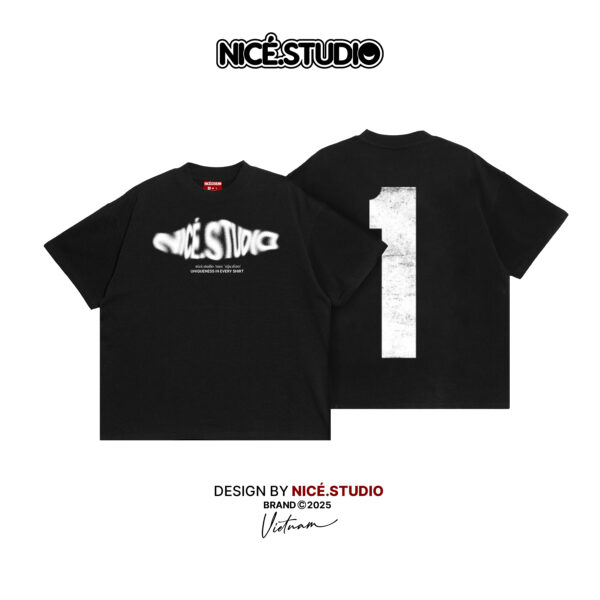 Áo thun BOXY NICE.STUDIO LOGO số 1 - NICE - RED - BLACK - FORM BOXY 280gsm