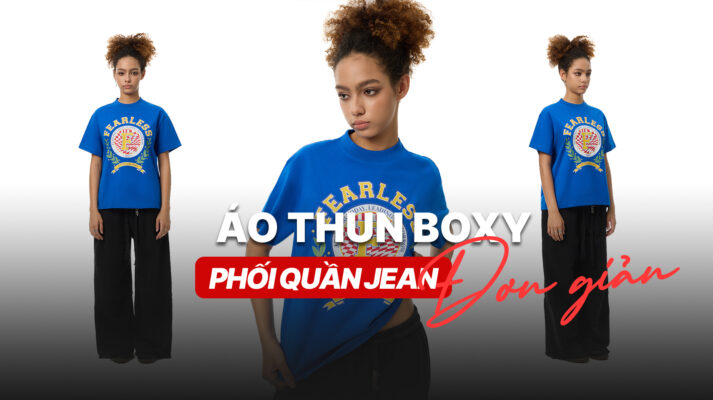 áo thun boxy phối quần jean combo đơn giản nhưng chất