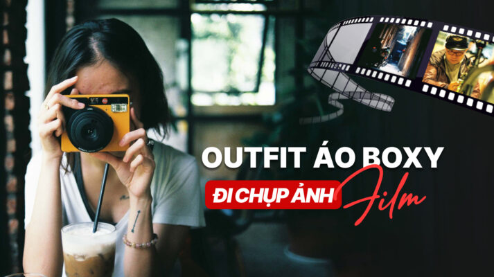 outfit áo thun boxy đi chụp ảnh film