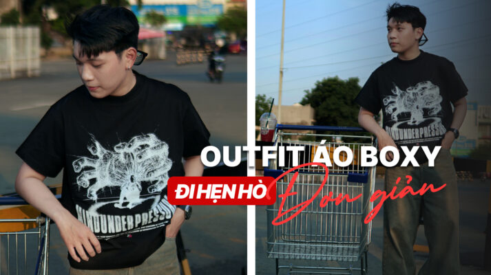 Outfit áo thun boxy đi hẹn hò đơn giản