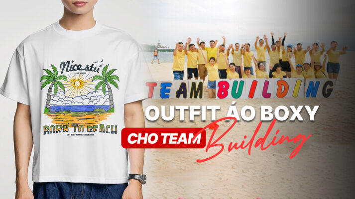 outfit áo thun boxy cho team building